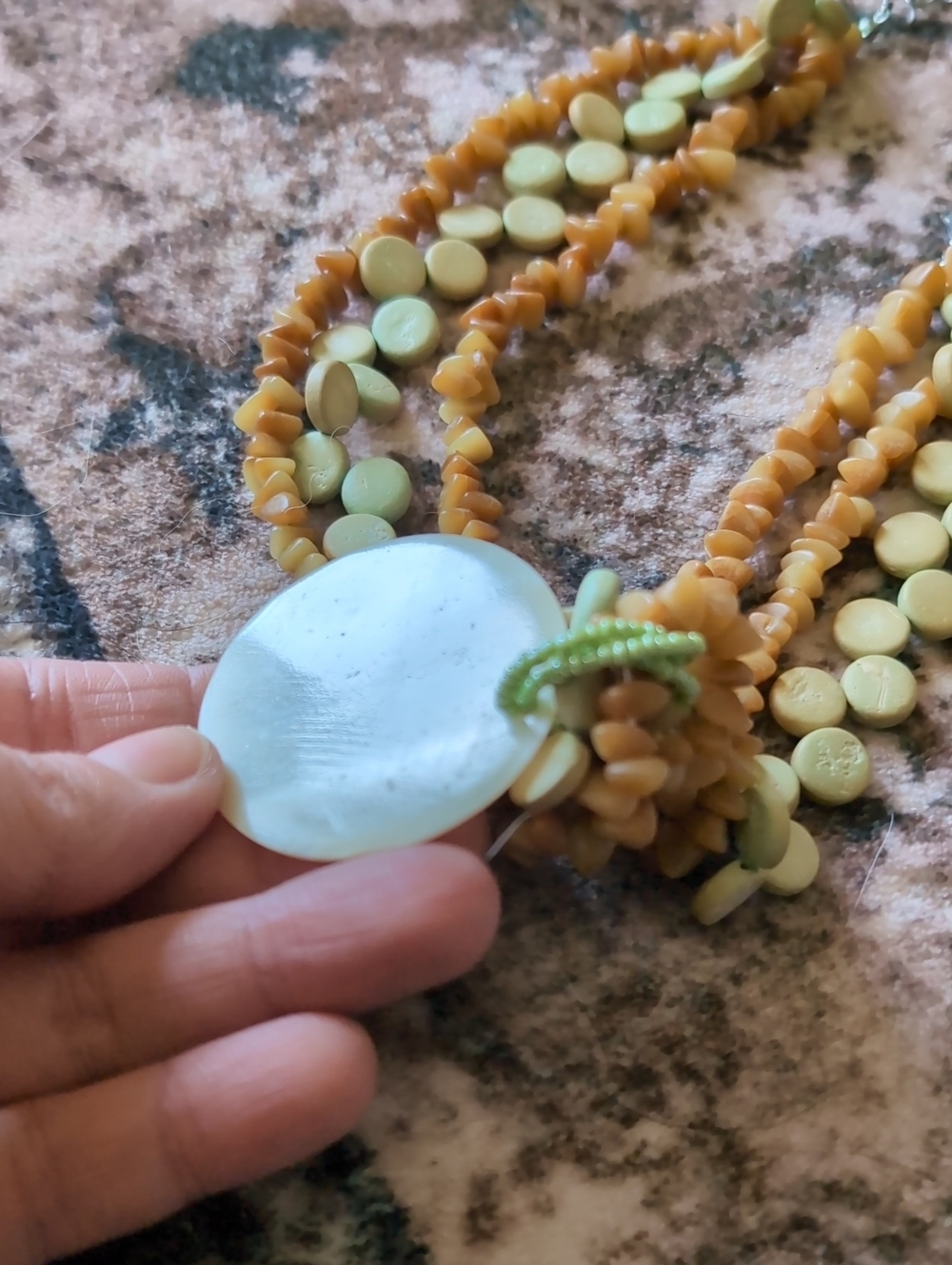Beaded Brown and Cream Multi-Strand Pendant Necklace - Picture 3 of 5